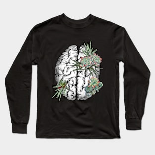 Brain human anatomy,succulents plants, mental Long Sleeve T-Shirt